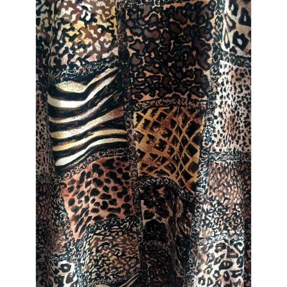 Teddi Lightweight Jacket Mixed Animal Print Brown Full Zip Fall Large 80s Style - Picture 6 of 9